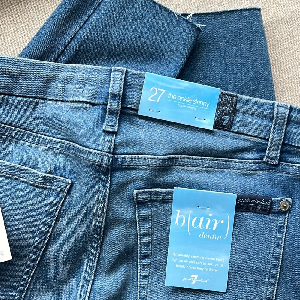 NWT 7 For All Mankind ankle skinny cut hem jeans - Picture 2 of 4